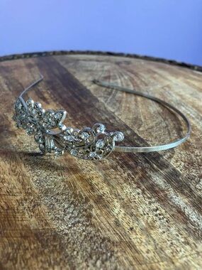 Silver Crystal Bridal Headband with Ornate Rhinestone Accent